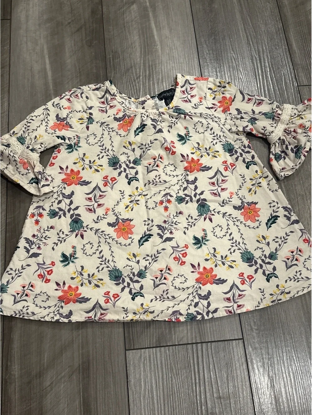 Cynthia Rowley 4t Cotton Corduroy Floral Thanksgiving/Fall Bell-Sleeve Dress